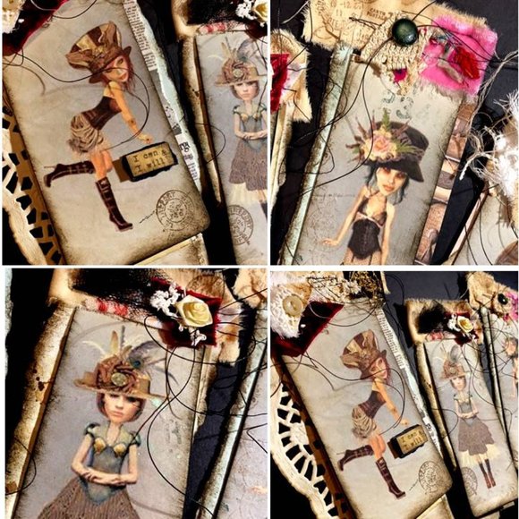 upcycled Accessories - Steampunk Grunge Girls Note Pads Set 4